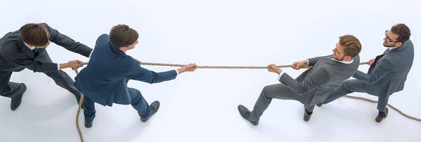 top view.a tug of war between business teams - Photo, image