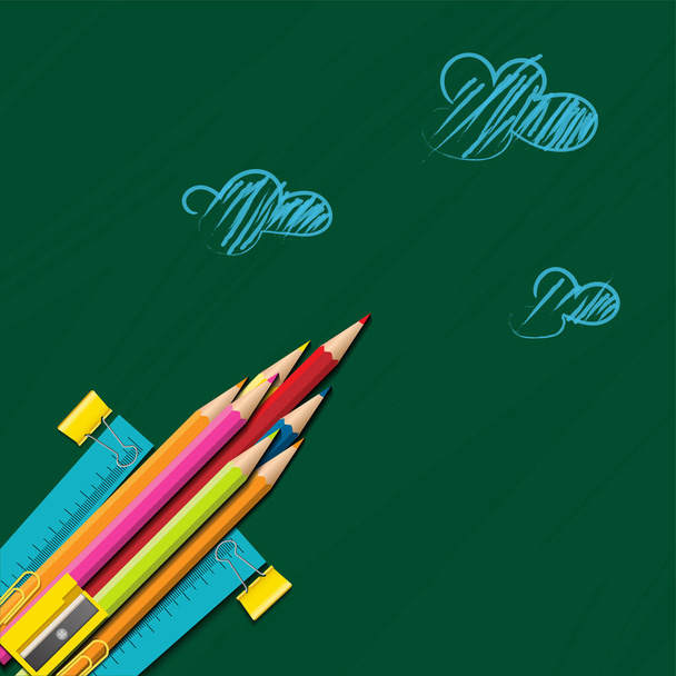 Back to school vector design concept made from pencils. modern design template with school accessories. - Vecteur, image