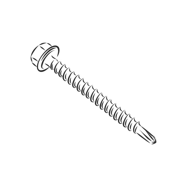 screws, nails isolated on a white background. Vector illustration - Vector, Image