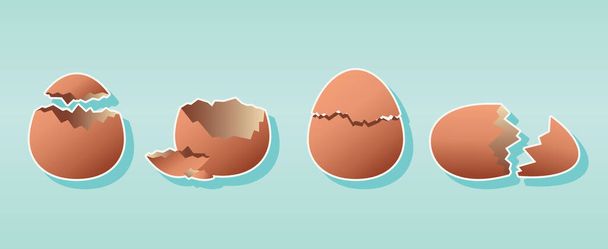 様々なモデルの割れた卵の漫画のアイコンデザインテンプレートのセット。青い背景のベクトル図は - ベクター画像