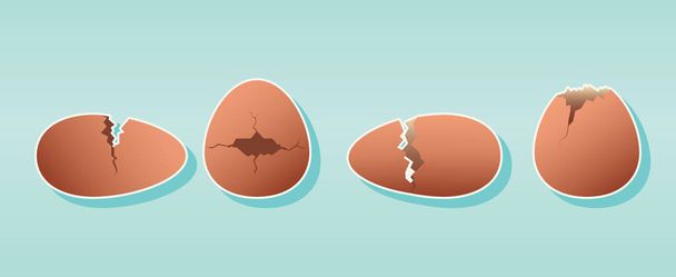 set gebarsten eieren cartoon pictogram ontwerp template met verschillende modellen. vectorillustratie geïsoleerd op blauwe achtergrond - Vector, afbeelding