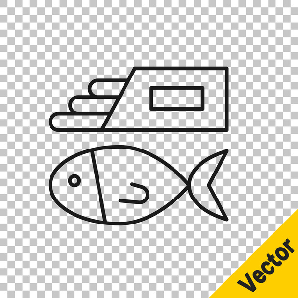 Black line Fish and chips icon isolated on transparent background.  Vector. - Vector, Image