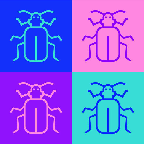 Поп-артистична лінія значок жука Chafer ізольовано на кольоровому фоні. Векторні
. - Вектор, зображення
