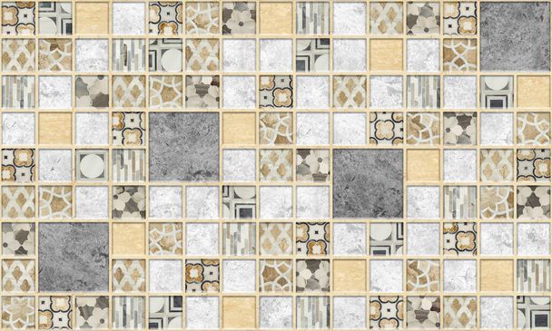 Wall tiles with marble pattern. Stone mosaic. Element for the design of the walls. Wallpaper background texture - Photo, Image