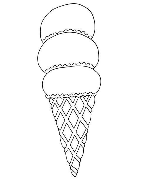 Vector Ice cream for coloring book for adult and kids. Black line Ice cream coloring page. - Διάνυσμα, εικόνα