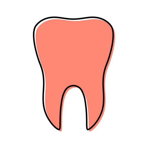Красный зуб плоский значок изолирован на белом фоне. Векторная иллюстрация зубов. Символ стоматологии. Стоматология . - Вектор,изображение