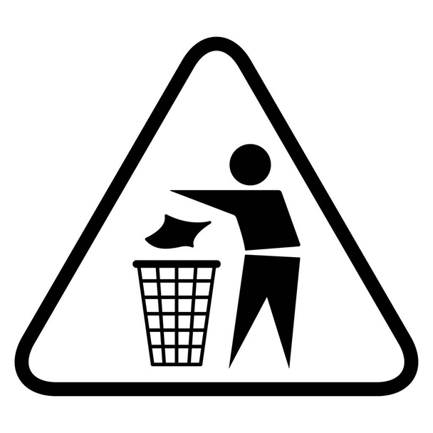 Do not litter flat icon in black triangle isolated on white background. Keep it clean vector illustration. Tidy symbol . - Vector, Image
