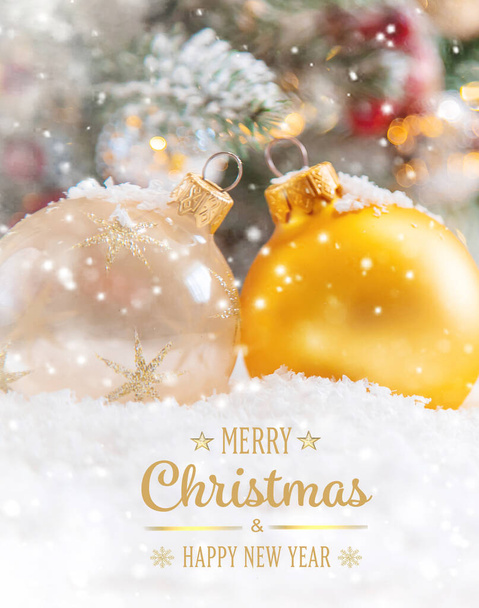 Merry Christmas Holidays greeting card background. Selective focus. nature. - Photo, Image