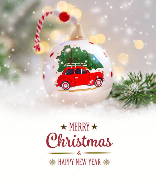 Merry Christmas Holidays greeting card background. Selective focus. nature. - Foto, Imagem