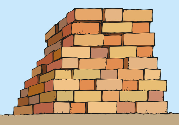 Desenho vetorial. Pilha de tijolos vermelhos
 - Vetor, Imagem