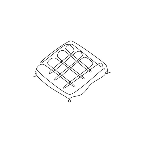 Egy folyamatos vonalrajz friss, ízletes amerikai gofri éttermi logó emblémáról. Reggeli élelmiszer kávézó logotípus sablon koncepció. Modern egyvonalas rajz design vektor illusztráció - Vektor, kép
