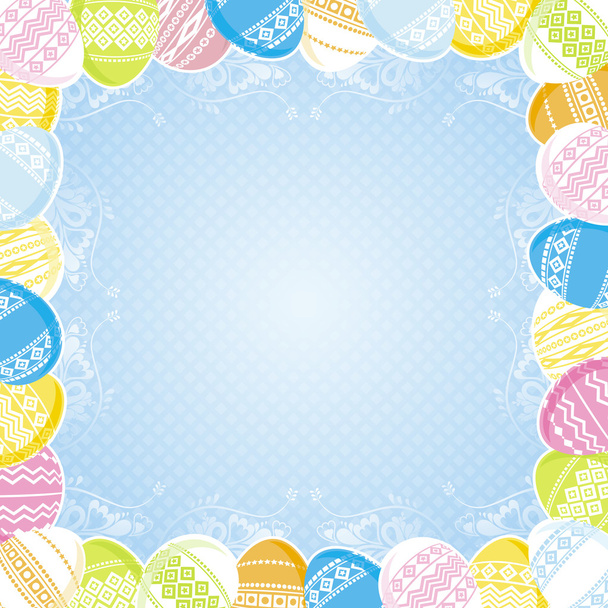 Background with frame of easter eggs - Wektor, obraz