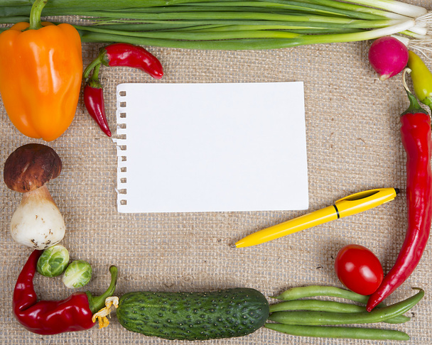 többszínű keret a zöldség a kedvenc receptek - Fotó, kép