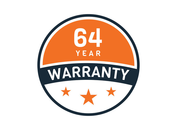 64 años de garantía, 64 años de insignia de garantía - Vector, imagen