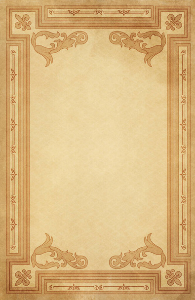 Old paper sheet with elegant vintage border and copy space for text. - Foto, afbeelding