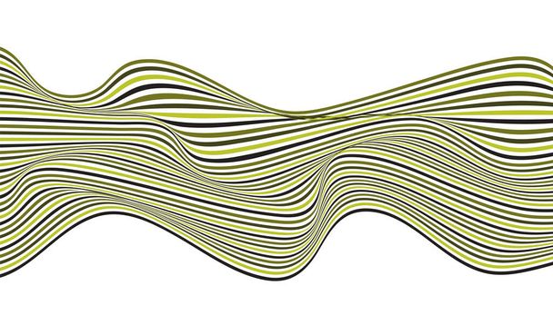 Abstrakte grüne Wellenlinien zeichnen Muster optischer Kunst auf weißem Hintergrund. Wellenförmige Linien Streifen Textur. Vektorillustration - Vektor, Bild