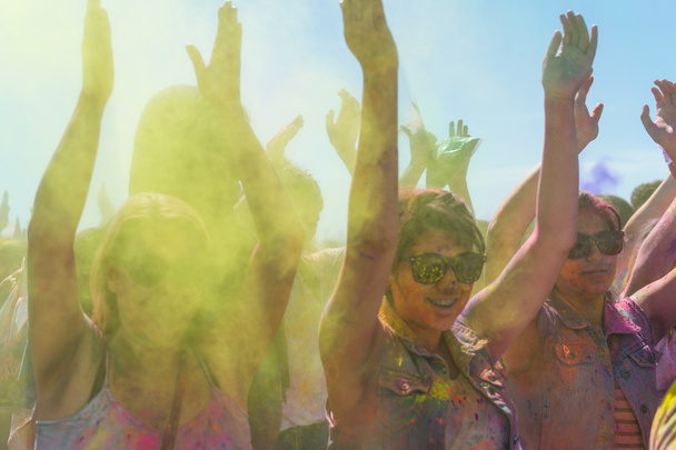 People celebrating Holi Festival of Colors. - Fotó, kép