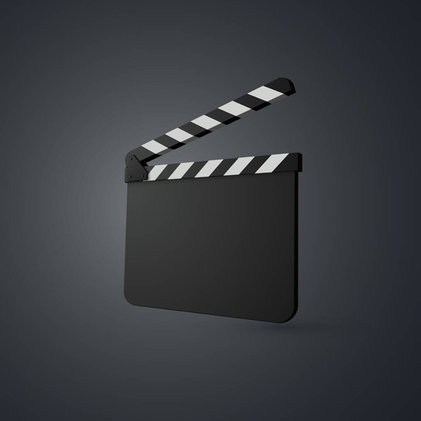 Film clapper board. Movie clapper. Cinema production or media industry concept. Vector 3d illustration - Vektor, obrázek
