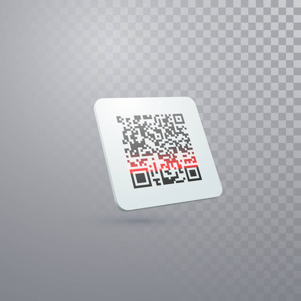 QR code icon isolated on transparent background. Vector illustration of scanning bar code label. - Vetor, Imagem