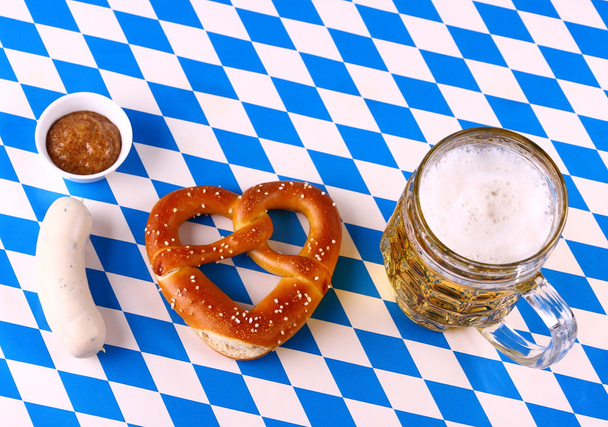 i love beer - München Oktoberfest Konzept, weiß blau kariert - Foto, Bild