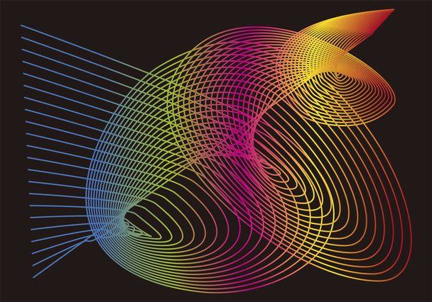 Spirals with gradient strokes on black background - Vector, Image
