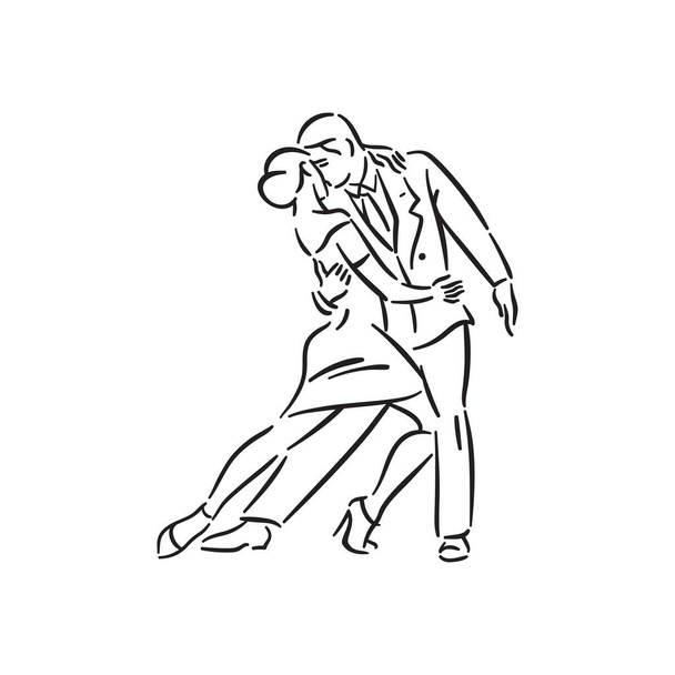 Argentine tango and salsa romance couple social pair dance illustration - Vector, Image