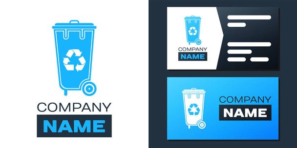 Logotype Recycle bin with recycle symbol icon isolated on white background. Trash can icon. Garbage bin sign. Recycle basket icon. Logo design template element. Vector. - Vector, Image