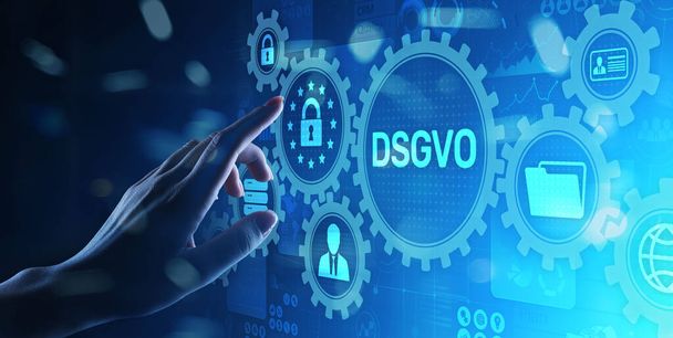 DSGVO, GDPR Regulación general de protección de datos Derecho europeo ciberseguridad Información personal concepto de privacidad - Foto, imagen