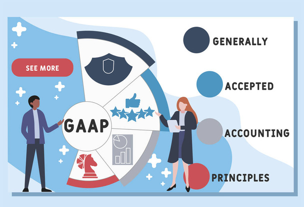 Шаблон векторного дизайна сайта. GAAP - общепринятые принципы бухгалтерского учета, аббревиатура, концепция бизнеса. иллюстрация для баннера сайта, маркетинговых материалов, бизнес-презентации, интернет-рекламы. - Вектор,изображение