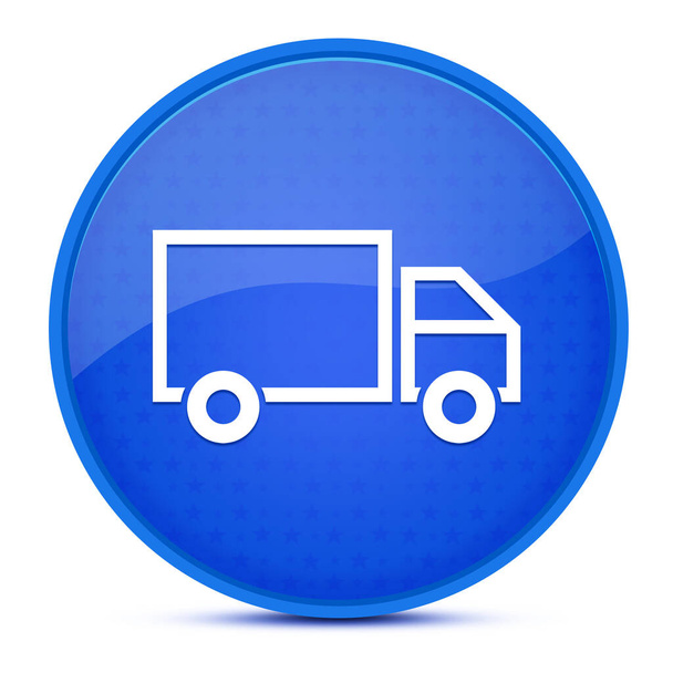 Доставка вантажівка естетична глянцева синя кругла кнопка абстрактна ілюстрація
 - Фото, зображення