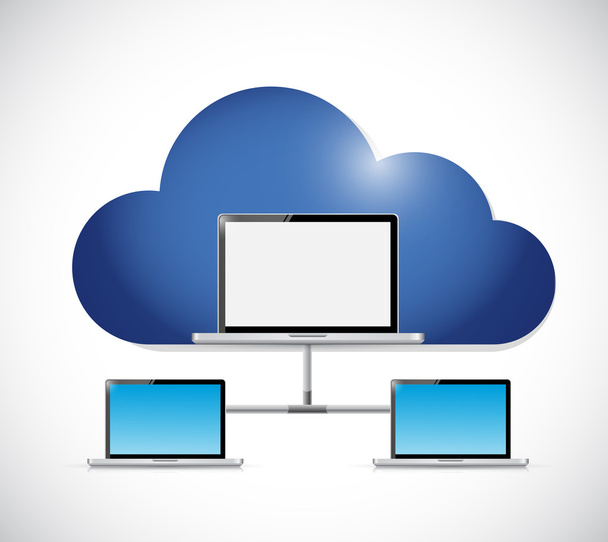 cloud and laptop network illustration design - Photo, image