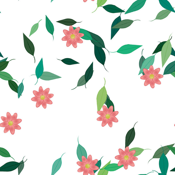 Blossom foliage, flowers bloom wallpaper, vector illustration. - Vector, Image