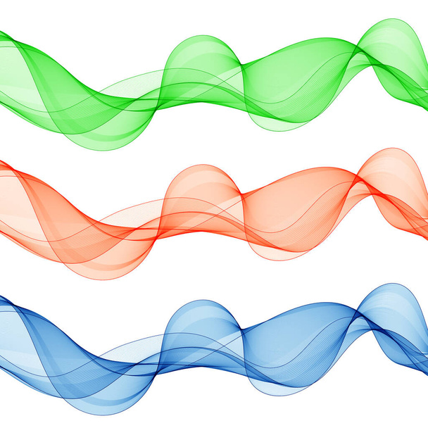 Набор цветовых волн. Векторные абстрактные линии. eps 10 - Вектор,изображение