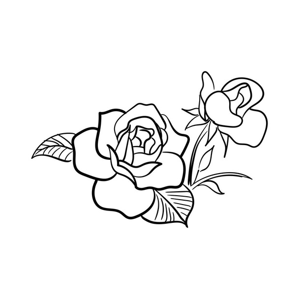 línea dibujada a mano simple arte rosa flor vector ilustración adecuada para la decoración y la plantilla de logotipo - Vector, Imagen