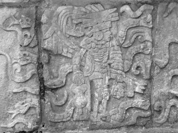 stone relief detail in Chichen Itza - Photo, Image