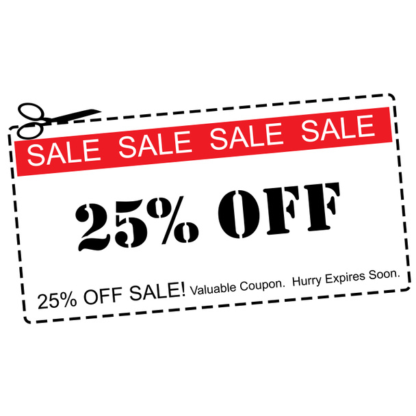 Twenty Five Percent Off Sale Coupon - Photo, Image