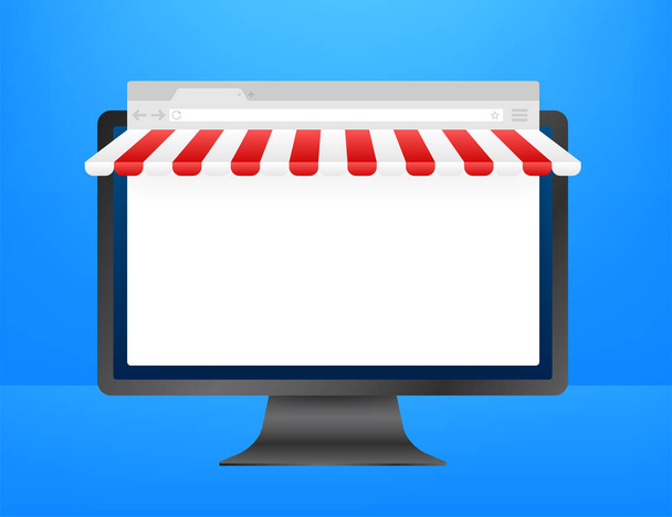 Shopping Online on Website. Online store, shop concept on laptop screen. Vector illustration - Vector, Image