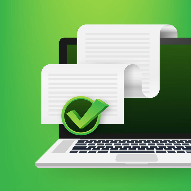 Documents icon. Stack of paper sheets. Confirmed or approved document. Vector stock illustration - Vector, Image