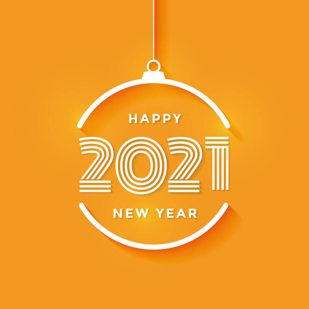 2021 νέο έτος αφηρημένη μπάλα σε πορτοκαλί φόντο - εικονογράφηση - Διάνυσμα, εικόνα