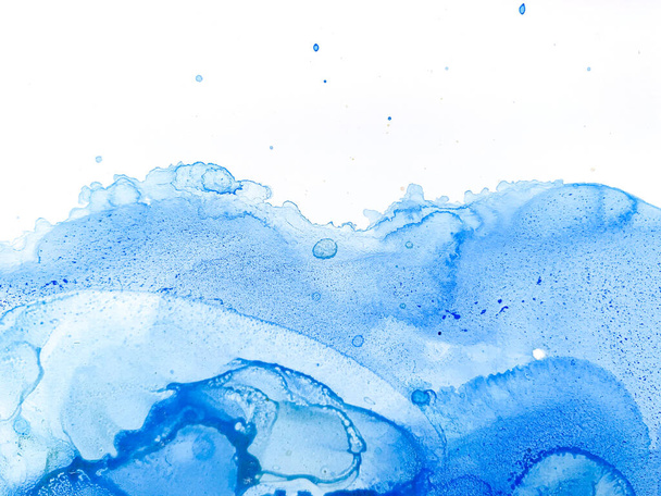 Watercolor Blue Splash. Alcohol Ink Painting Texture. - Foto, afbeelding