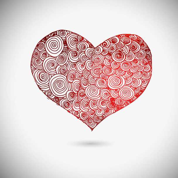 Herz-Logo. Rotes Liebessymbol aus gradienten gefüllten Formen, isoliert auf weißem Hintergrund. Verspieltes, farbenfrohes Valentinstagsschild. Gestaltungselement. Vektorfarbige Illustration. - Vektor, Bild
