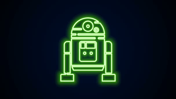 Ragyogó neon vonal Robot ikon elszigetelt fekete háttérrel. 4K Videó mozgás grafikus animáció - Felvétel, videó