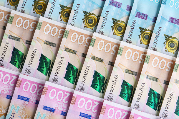 Closeup view of Ukrainian money as background. National currency - Fotoğraf, Görsel