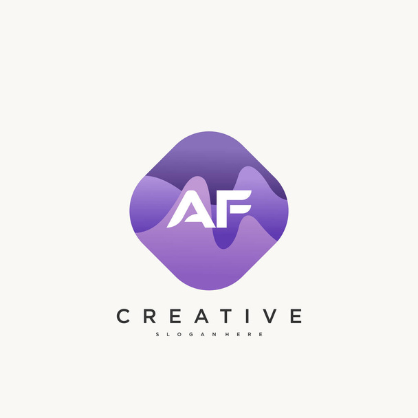 AF Lettera iniziale logo icona elementi modello di design con onda arte colorata - Vettoriali, immagini
