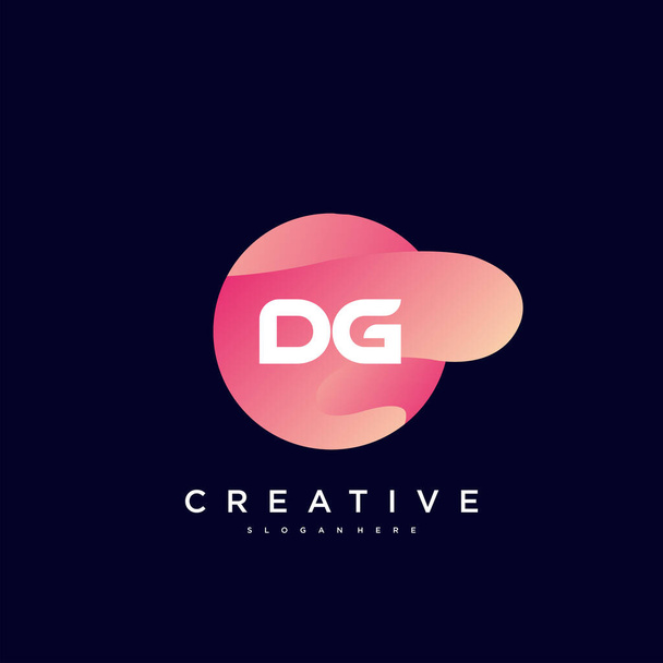 Elementos de modelo de ícone de logotipo da carta inicial DG com arte colorida de onda - Vetor, Imagem