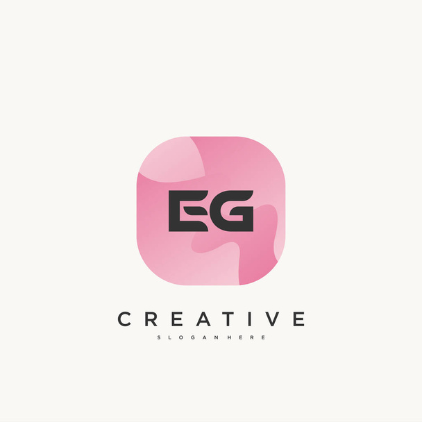 EG Initial Letter logo icon design template elements with wave colorful art - Vector, Image