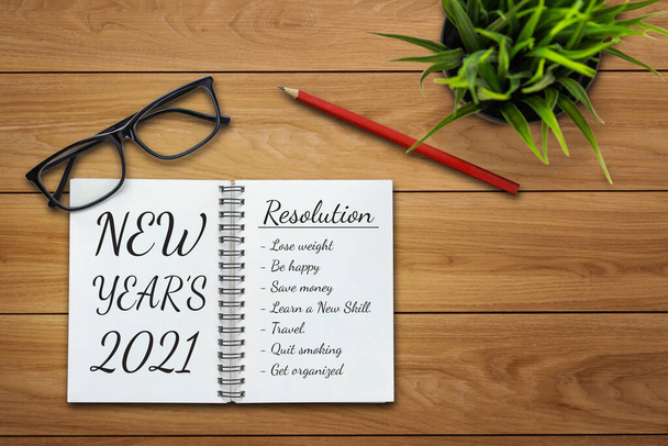 2021 Hyvää uutta vuotta päätöslauselma Tavoiteluettelo - Valokuva, kuva