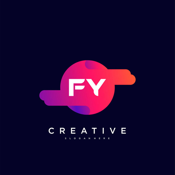 FY Alkuperäinen Letter logo kuvake suunnittelu malli elementtejä aalto värikäs taidetta - Vektori, kuva