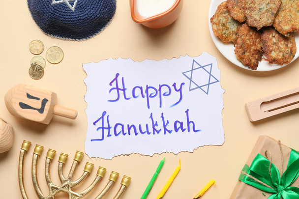 Σύνθεση του Hanukkah celebration σε φόντο χρωμάτων - Φωτογραφία, εικόνα