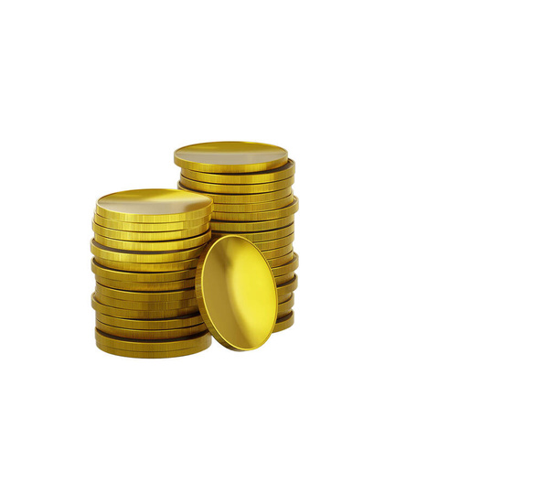 Internet, business, Technology and network concept. gold coin stack isolated on white - Photo, Image